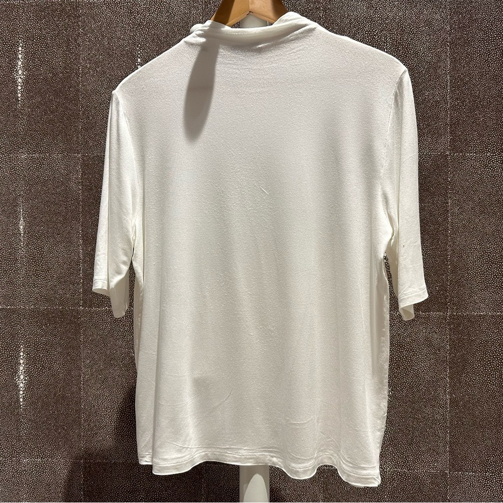 Vince easy elbow sleeve funnel neck T-shirt (L, off-white)